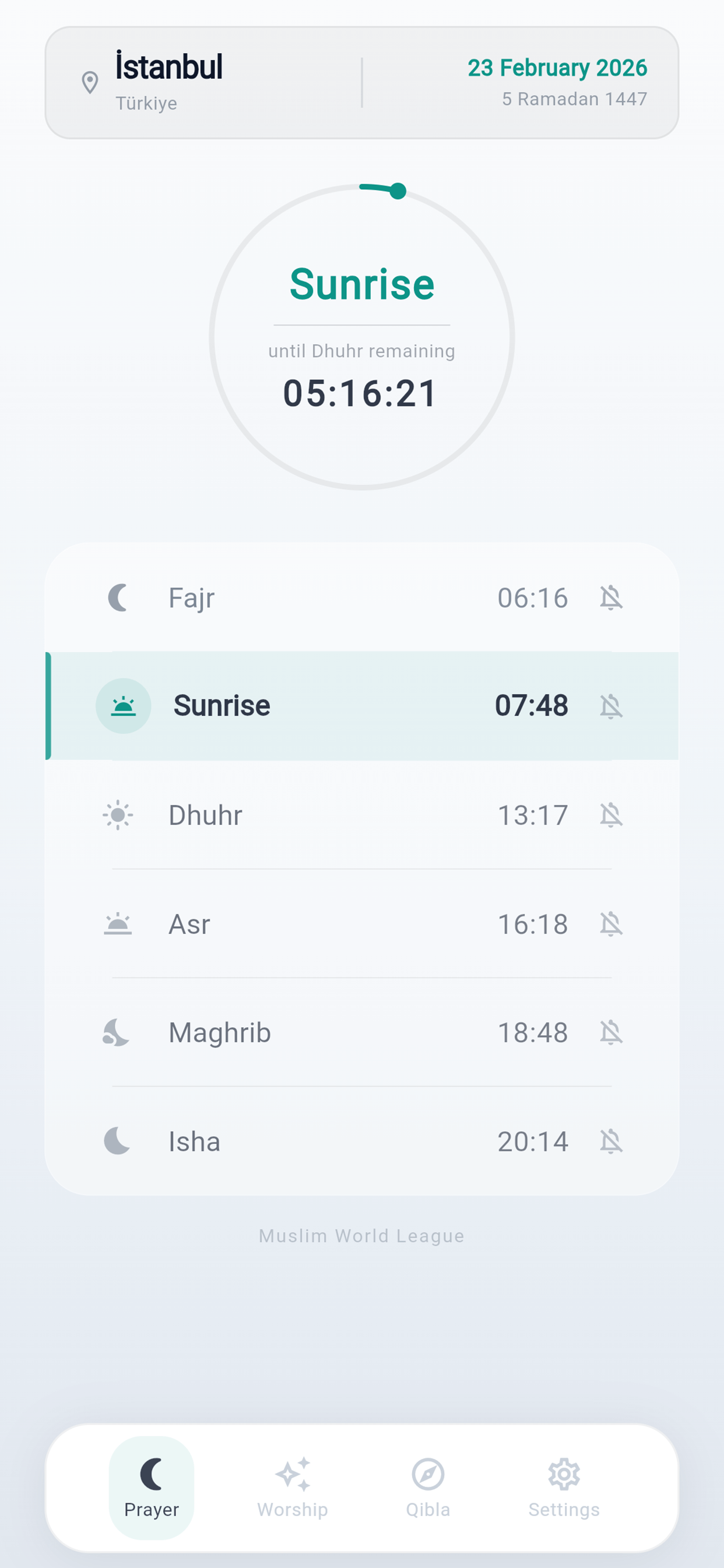 Nida Prayer Times App Screenshot